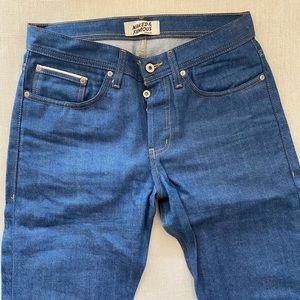 Naked & Famous Selvedge Weird Guy Clear Blue raw denim jeans, size 32